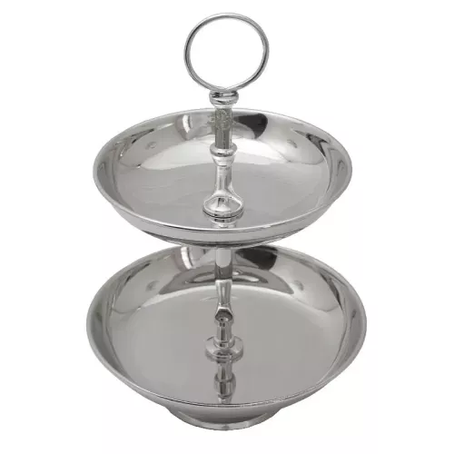 Fruitstandaard 35x15,5x13,5cm 2-tier zilver