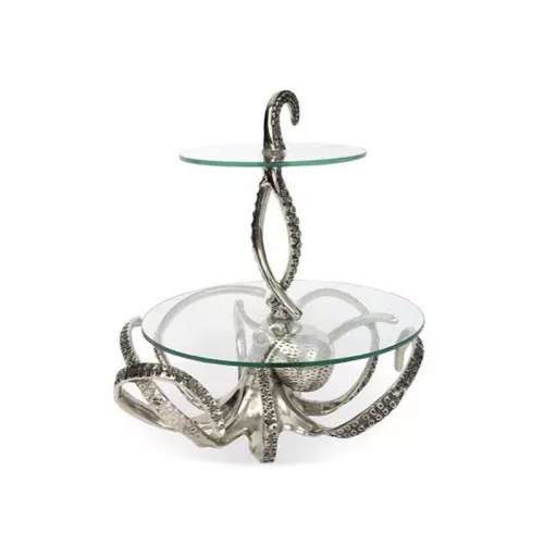 Octopus Taartstandaard 37x35x36cm zilver