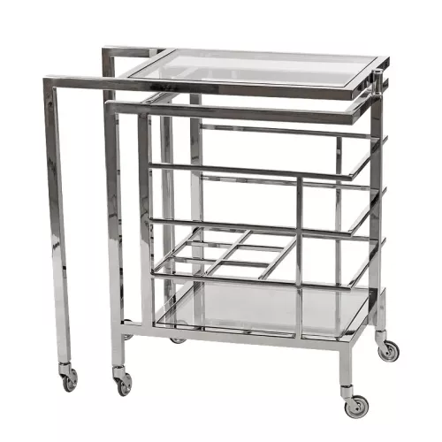 Bar Trolley Ernesto 72x42x77cm met helder glas