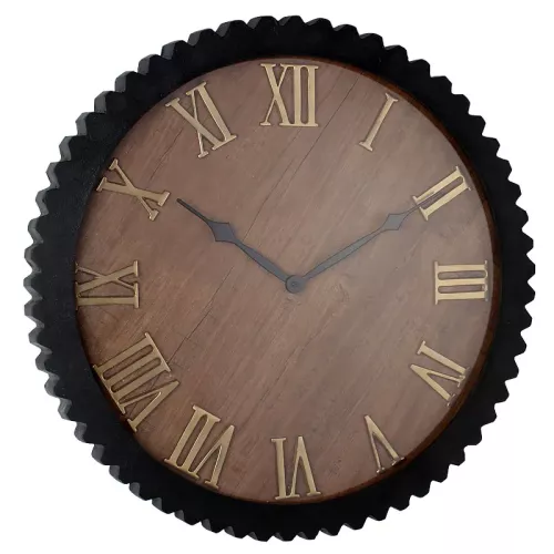 Wandklok 49x4x49cm goud romeinse cijfers