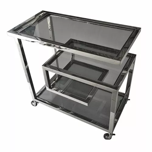 Payaa Bar Trolley Wesson 83x42x78cm zilver Zwart Glas (110810)
