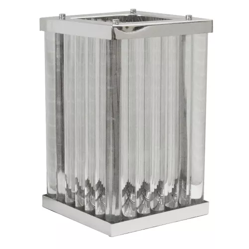 Windlicht Licht 25x25x40cm Art Deco Groot Vierkant Zilver
