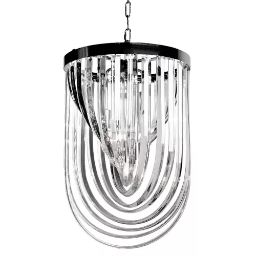 Plafondlamp 40x40x63cm luxe glas en zilver