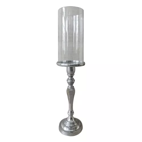 Windlicht Rosario 17x17x52cm Medium zilver